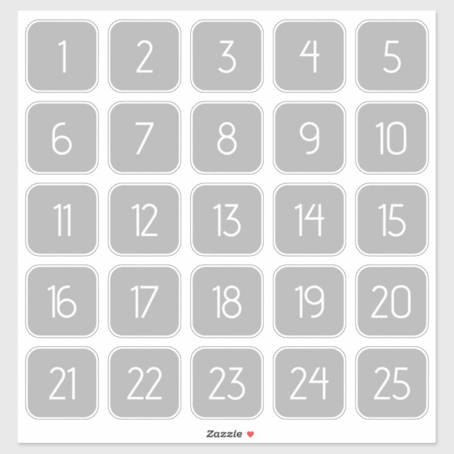 Light Gray Customizable Square Number Stickers  (Feuille)