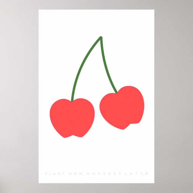 Light Red Cherry Retro Poster 60's 70's Quote (Devant)