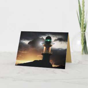 Lighthouse at Sunset Carte de voeux Nautique perso