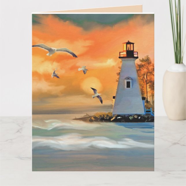 LIGHTHOUSE SEASIDE ART ANNIVERSAIRE Carte de voeux (Devant)