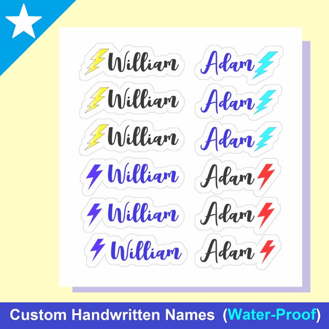 Lightning 12 Petit Nom Whimsical Étiquettes Set (Lightning name labels
Whimsical name tags
Small name labels)