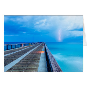 Lightning At Navarre Beach Pier Greeting Card