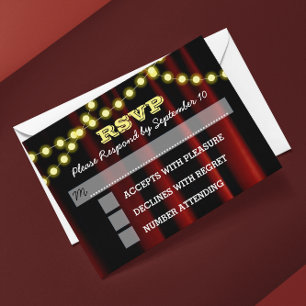 Lights de film Barre jaune Mitzvah RSVP Card