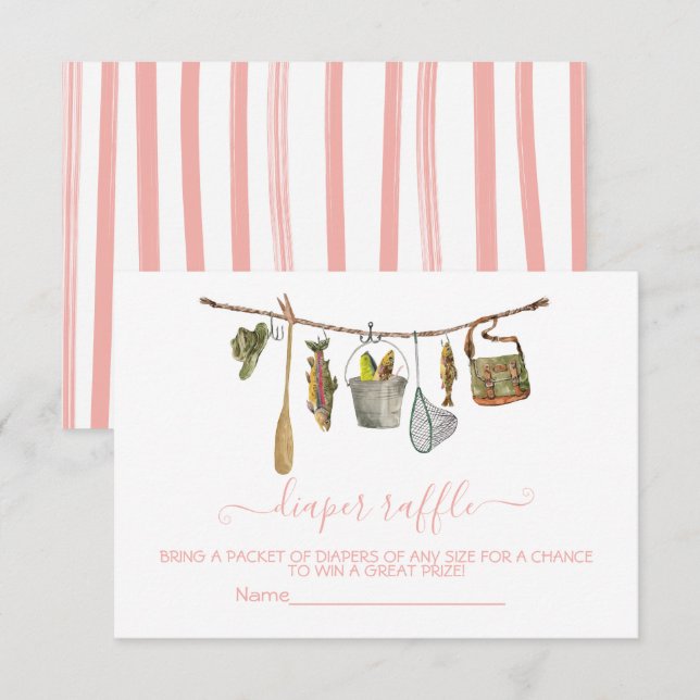 Ligne à linge de pêche Tombe à couches Fille carte (Devant / Derrière)