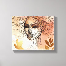 Ligne Art du visage de la femme 2 toile étirée Imp