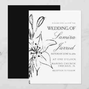 Ligne artistique à l'encre florale de lys Mariage
