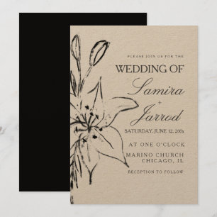Ligne artistique à l'encre florale Lily Mariage Kr