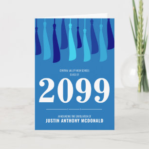 Ligne Bleue de Tassels Photo Graduation Invitation