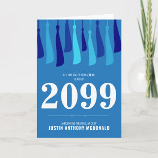 Ligne Bleue de Tassels Photo Graduation Invitation
