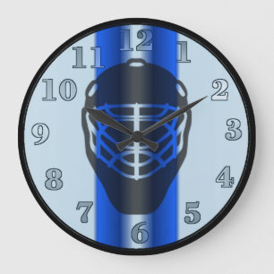 Ligne Bleue Masque de Goalie Hockey Mur Horloge