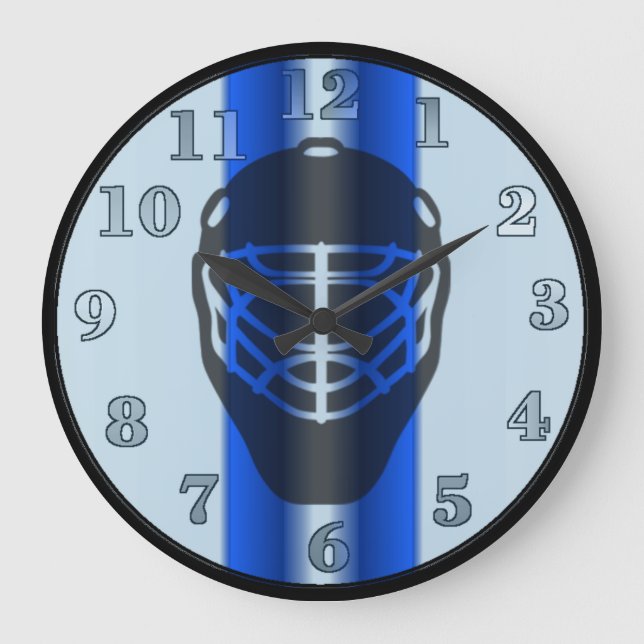 Ligne Bleue Masque de Goalie Hockey Mur Horloge (Recto)