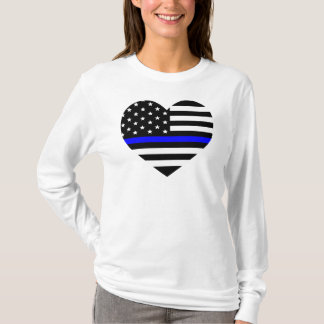 Ligne Bleue Mince Drapeau Américain - T-shirt Femm
