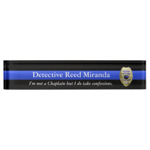 Ligne Bleue Mince - Plaque Nom Bureau Miranda