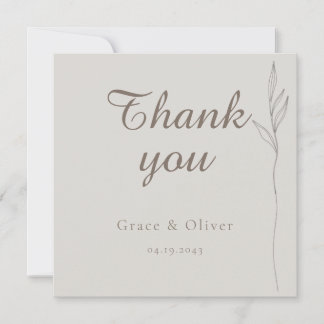 Ligne botanique minimale Carte de remerciements Ma
