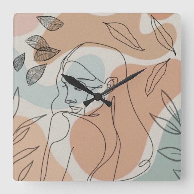Ligne d'art femme feuille Horloge (Recto)