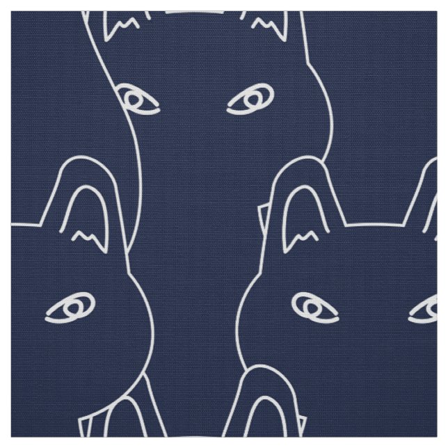 Ligne d'art moderne bleu chic tissu motif (Échantillon)