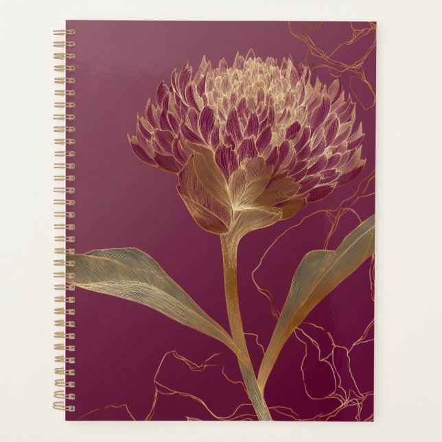 Ligne de fleurs botaniques Deep Red Gold (Devant)