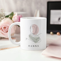 Ligne de hijab minimaliste en dessin au trait Mug 