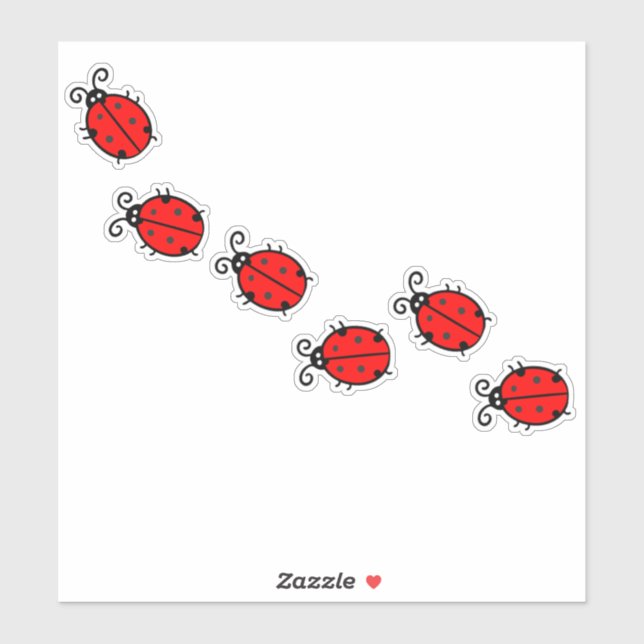 Ligne de Ladybugs Design Vinyl Sticker (Feuille)