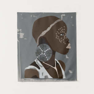 Ligne de portrait de fille africaine Tapisserie