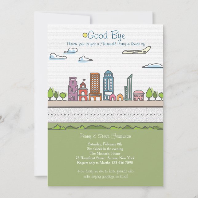 Ligne de ville invitation de partie d'adieu (Devant)
