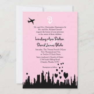 Ligne de ville rose Faire-part de mariage 5x7