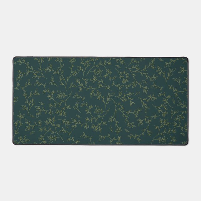 Ligne dorée motif de vigne botanique sur fond vert (Recto)