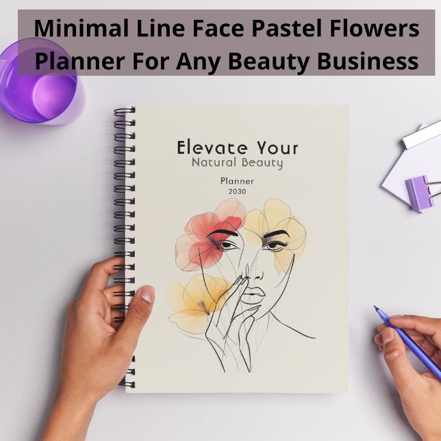 Ligne minimale Face Fleurs roses Beauté Business (Créateur téléchargé)