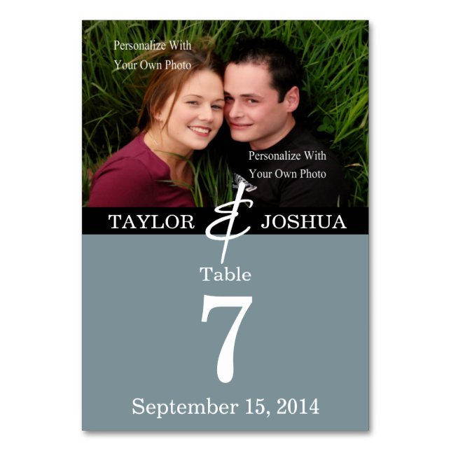 Ligne moderne Carte photo bleu ardoise (Par défaut)