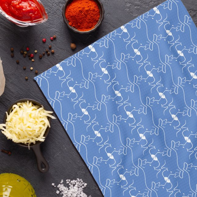 Ligne moderne Dessin Chien Bleu Blanc Serviettes d (Créateur téléchargé)