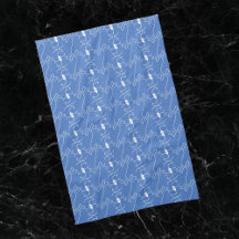 Ligne moderne Dessin Chien Bleu Blanc Serviettes d