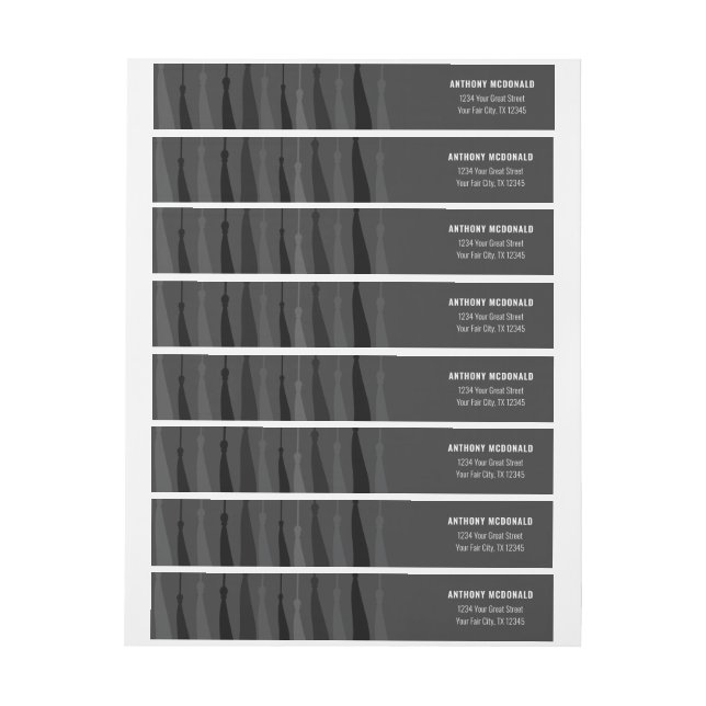 Ligne noire du Étiquette de adresse de Tassels Wra (Feuille)