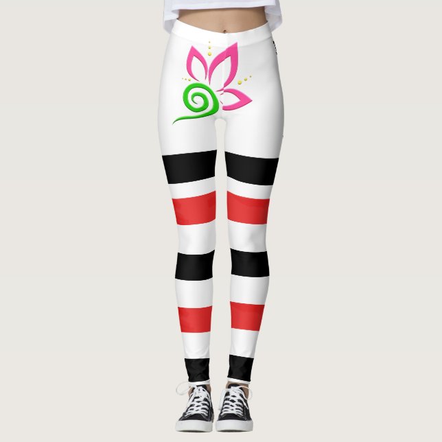 Ligne noire rouge Leggings (Devant)