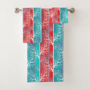 Ligne rouge de corail bleue abstraite sans couture