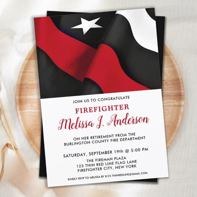 Ligne Rouge Mince Invitation de Retraite de Pompie (Créateur téléchargé)