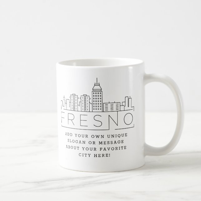 Ligne Skyline stylisée Fresno | Mug café Slogan pe (Droite)