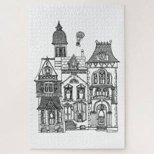 Ligne victorienne de maisons peindre un puzzle
