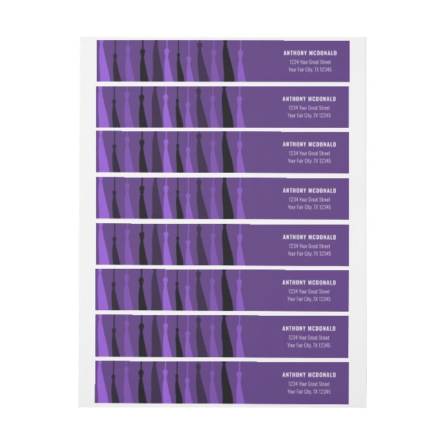 Ligne violette du Étiquette de adresse de Tassels  (Feuille)