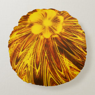 Lignes Abstraites Coussin arrondi Fleur Jaune