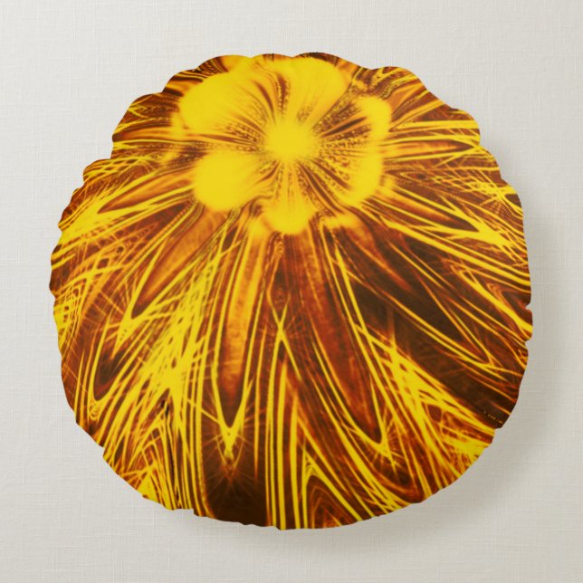 Lignes Abstraites Coussin arrondi Fleur Jaune (Devant)