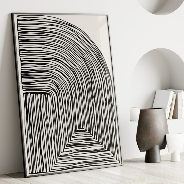 Lignes Abstraites Modernes Art Mural Noir et Blanc (Créateur téléchargé)