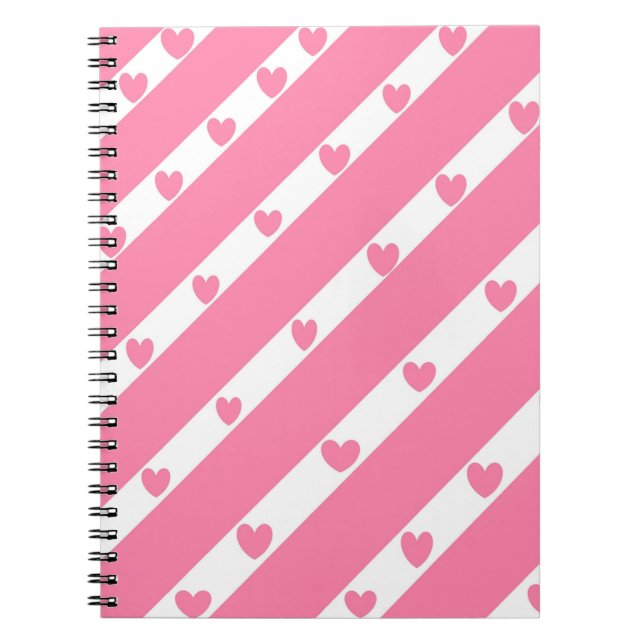 Lignes de coeur carnet rose (Devant)