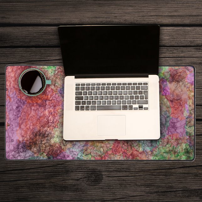 Lignes de couleurs torsadées de conception d'aquar (Abstract Deign pretty pastel colours swirled together with grey squiggle lines on desk mat.)
