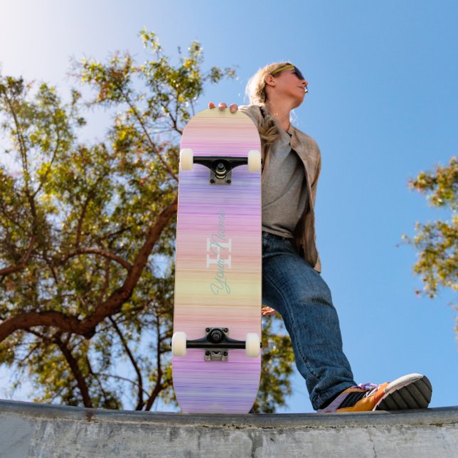 Lignes de dégradé pastel Monogramme Skateboard HAM (Extérieur 1)