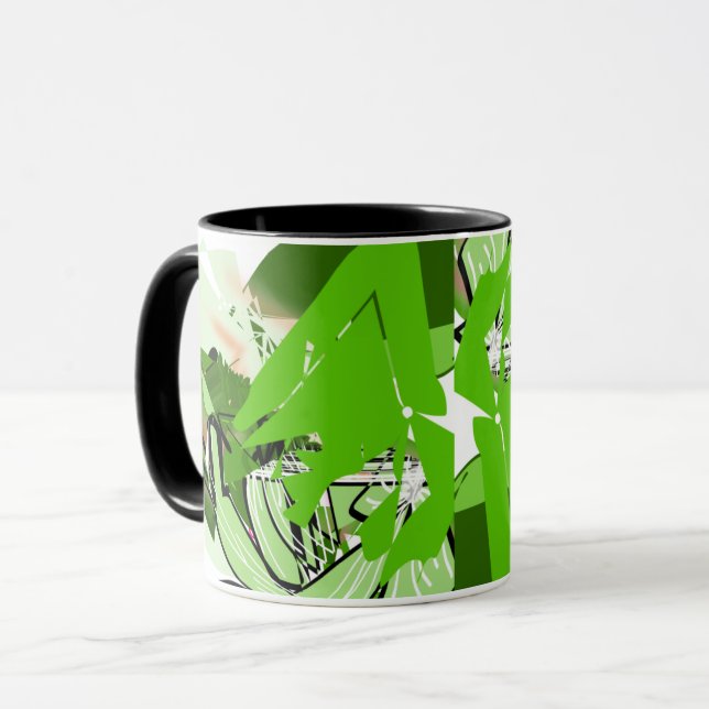 Lignes de jungle au citron — Mug enveloppé abstrai (Devant gauche)