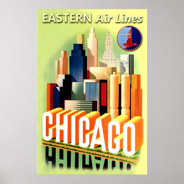 Lignes de l'EST CHICAGO Nouvel Art Déco Rétro de V (Devant)
