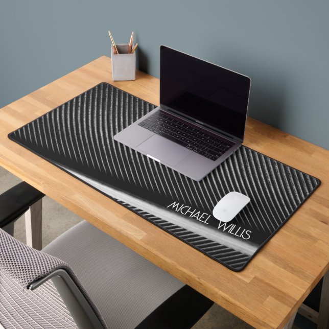 Lignes de texture en plumes gris argent Nom person (Bureau 2)