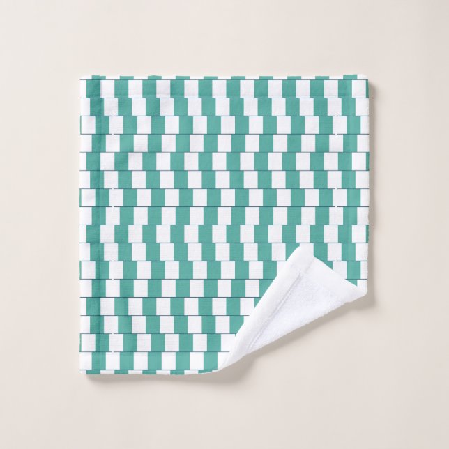Lignes déroutantes turquoise (Gant de toilette)