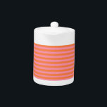 Lignes d'été Petite théière rose orange<br><div class="desc">Lignes orange et rose. Design simple. Humeur estivale cool. Joli décor de maison pour des moments positifs.</div>