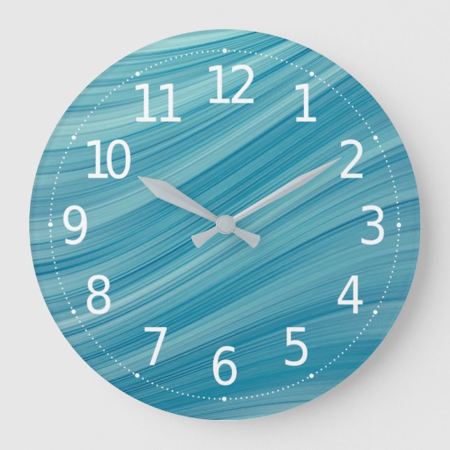 Lignes d'onde bleue Abstraites simples | Horloge m (Recto)